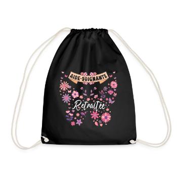 Papillon Femme Aide Soignante Retraite - Sac de sport léger - noir - Devant