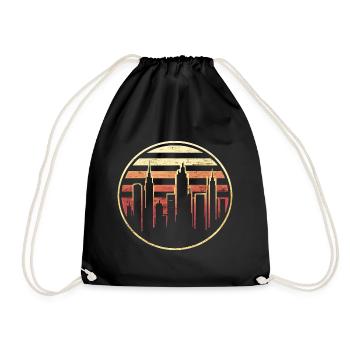 Vintage Urban City Graphic City - Drawstring Bag - black - Front