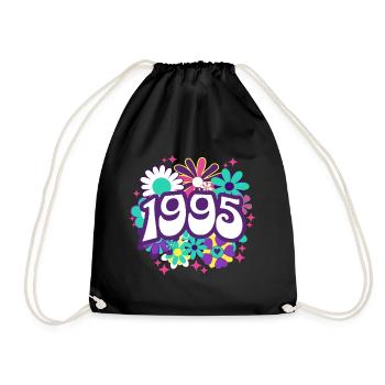 Retro Groovy Year 1995 Women 30 Years Birthday - Drawstring Bag - black - Front