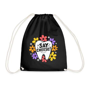 Retro Dental Humor Woman Dentist - Drawstring Bag - black - Front