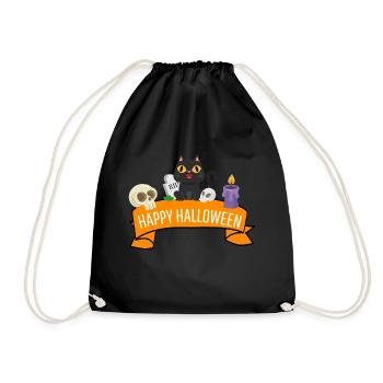 Cat Costume Creepy Gift Happy Halloween - Drawstring Bag - black - Front