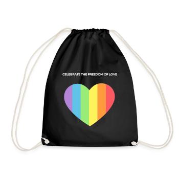Love Rainbow Herz Pride - Turnbeutel - Schwarz - Vorne