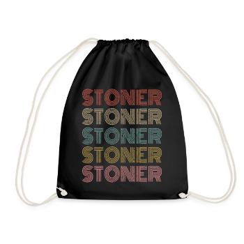 Stoner Funny Drug Stoner Gift Retro - Drawstring Bag - black - Front