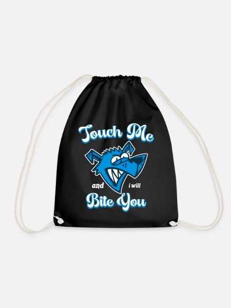 Touch Me And I Will Bite You Funny Animals Graphic - Drawstring Bag - black