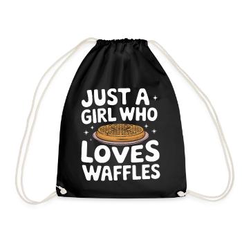 Waffeln Frühstück Süßigkeiten - Turnbeutel - Schwarz - Vorne