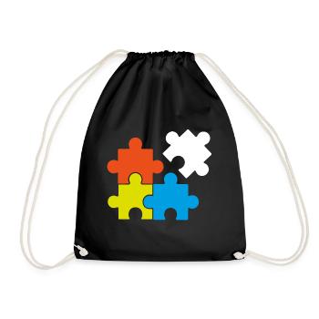 Puzzel Retrogaming Geschenk Legespiel Spiel Games - Turnbeutel - Schwarz - Vorne