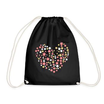 Saint Valentin ou coeur de Noël avec des étoiles - Sac de sport léger - noir - Devant