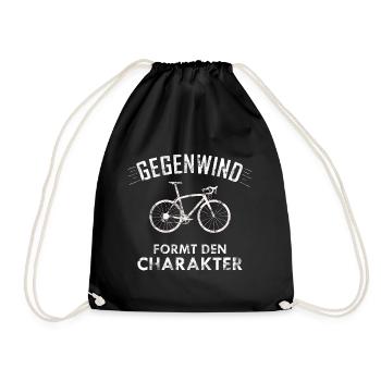 Rennrad Fahrrad Bike Geschenk - Turnbeutel - Schwarz - Vorne