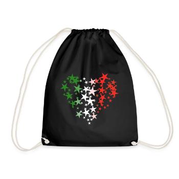 L'amour pour l'Italie - coeur avec vert blanc et rouge - Sac de sport léger - noir - Devant