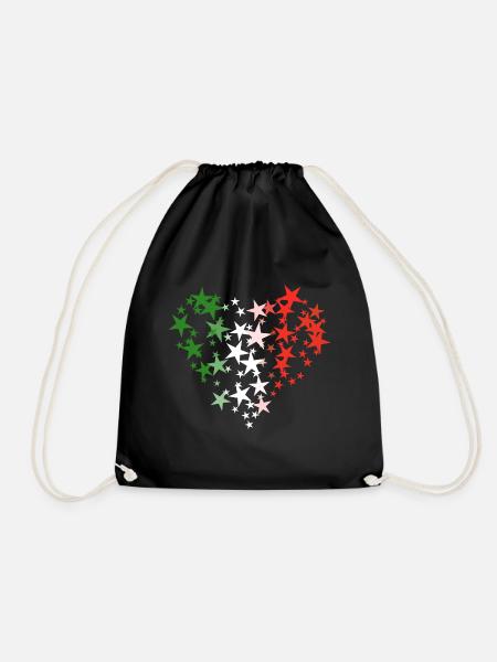 Liebe für Italien - Herz mit grünem Weiß und Rot - Turnbeutel - Schwarz