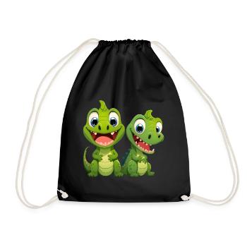 Dinosaur Baby Tyrannosaurus Two Dino T-Rex - Drawstring Bag - black - Front