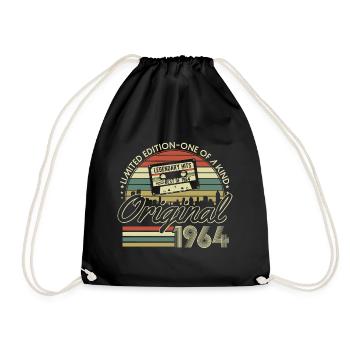1964 Jahrgang Vintage Retro Geburtstag Geschenk - Turnbeutel - Schwarz - Vorne