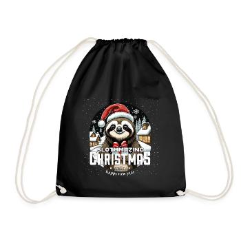 Weihnachtsfaultier - Slothmazing Christmas - Turnbeutel - Schwarz - Vorne