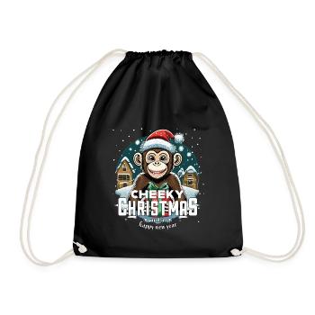 Christmas Monkey - Cheeky Christmas - Drawstring Bag - black - Front