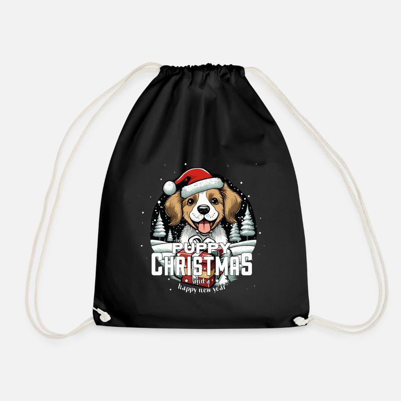 Weihnachtshund Puppy Christmas - Turnbeutel - Schwarz