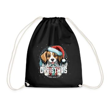 Christmas Dog Tail Wagging Christmas - Drawstring Bag - black - Front