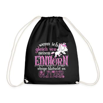 Einhorn Glitzer - Turnbeutel - Schwarz - Vorne