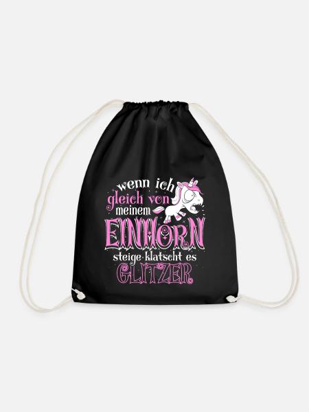 Einhorn Glitzer - Turnbeutel - Schwarz