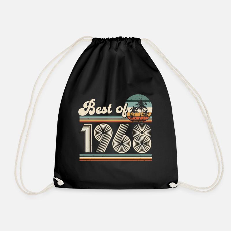 1968 Vintage Retro Birthday - Drawstring Bag - black