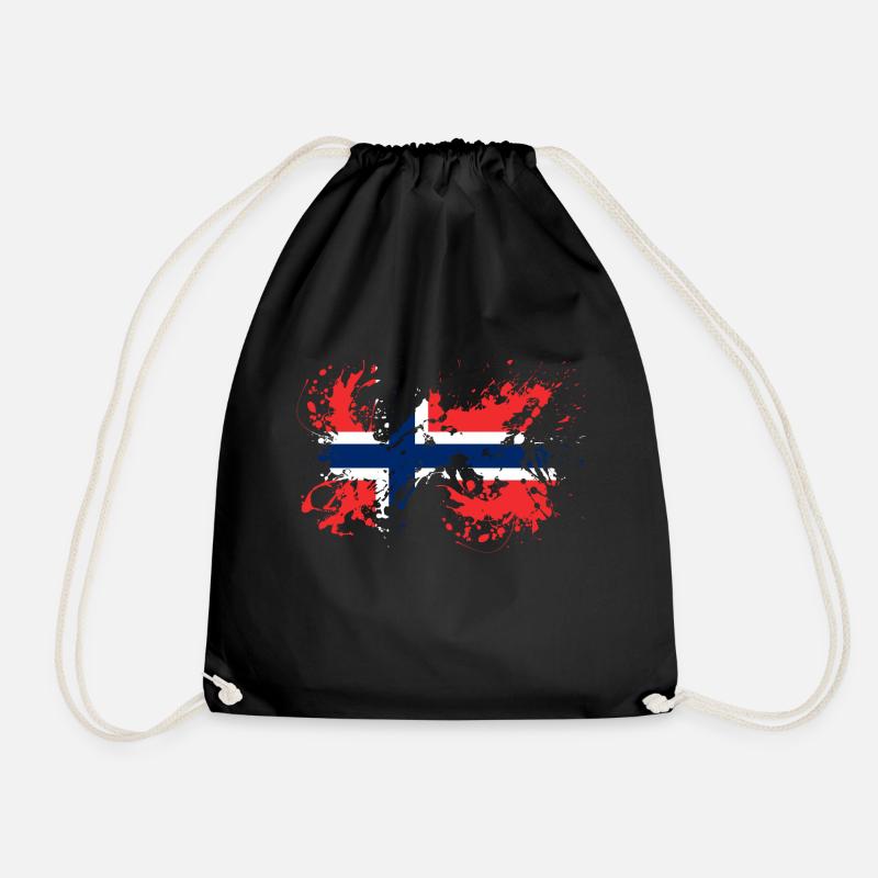 Norway Flag Norwegian Flag Blobs - Drawstring Bag - black