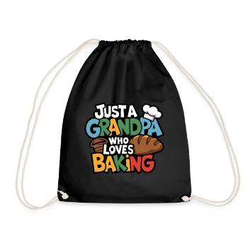 Grandpa is a baker, our grandpa likes to bake - Drawstring Bag - black - Front