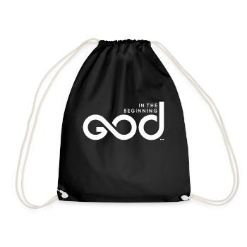 In The Beginning God... - White Print - Drawstring Bag - black - Front
