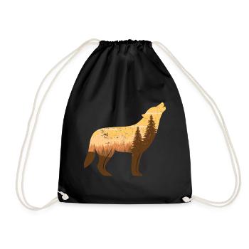 Loup hurlant à la pleine lune | Cadeau silhouette - Sac de sport léger - noir - Devant
