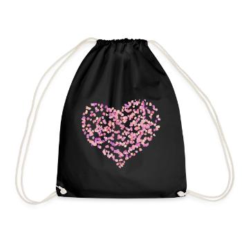 fleur feuilles coeur - Sac de sport léger - noir - Devant