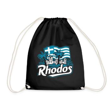 Rhodos Griechenland - Turnbeutel - Schwarz - Vorne