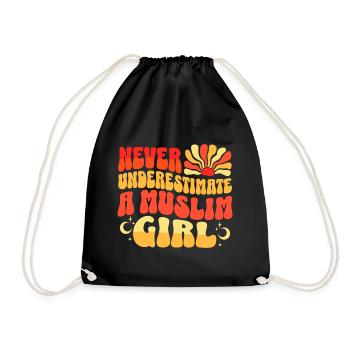 Never Underestimate Muslim Girl - Drawstring Bag - black - Front