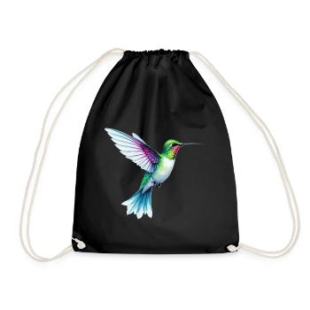 Adore Hummingbirds Colorful Watercolor Hummingbird - Drawstring Bag - black - Front
