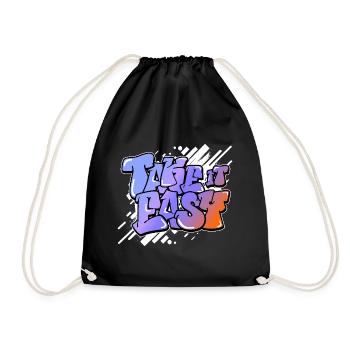 Take it Easy English Sayings Motivate Graffiti - Drawstring Bag - black - Front