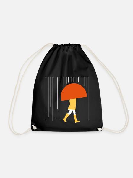 Mensch im Regen - Minimal - Turnbeutel - Schwarz