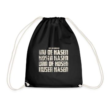 Original Erzgebirgisch Hasen Hosen Hasen - Teil 1 - Turnbeutel - Schwarz - Vorne