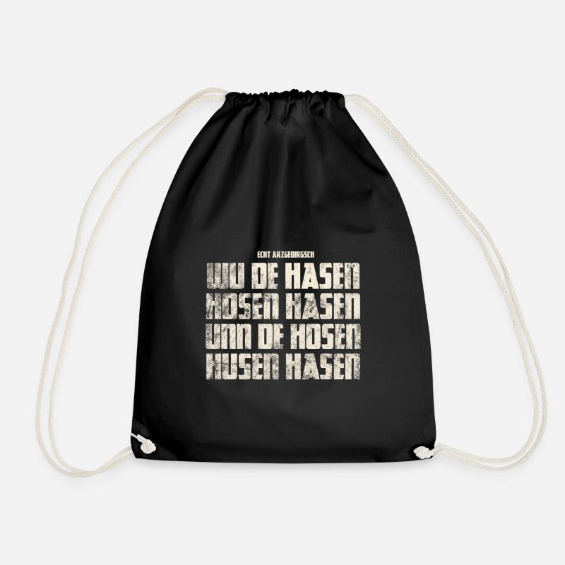 Original Erzgebirgisch Hasen Hosen Hasen - Teil 1 - Turnbeutel - Schwarz