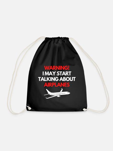 Warning! I may start talking about airplanes! - Turnbeutel - Schwarz
