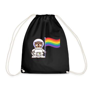 Gay Pride Otter Queer Rainbow Otter LGBT - Drawstring Bag - black - Front