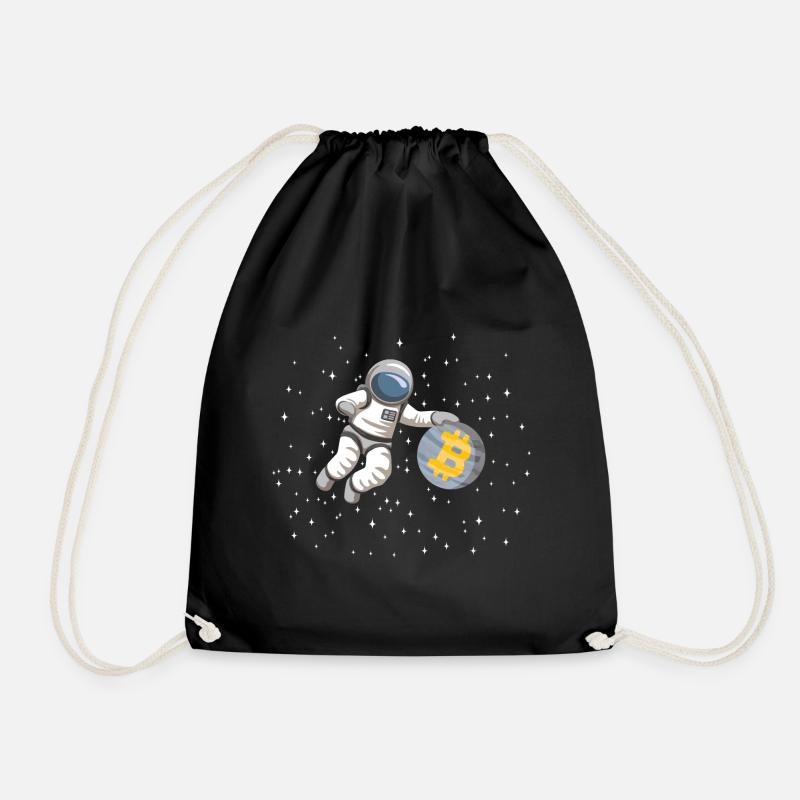 Astronaut Bitcoin - Drawstring Bag - black