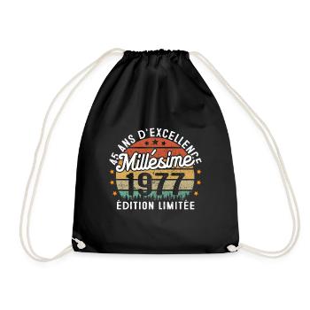 Cadeau d'anniversaire 45 Ans Millésime 1977 - Sac de sport léger - noir - Devant