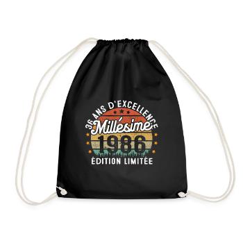 Cadeau d'anniversaire 36 Ans Millésime 1986 - Sac de sport léger - noir - Devant