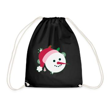 Snowman Smiling Face - Drawstring Bag - black - Front