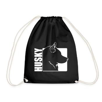 Husky Profile Dogs Dog Wilsigns - Drawstring Bag - black - Front