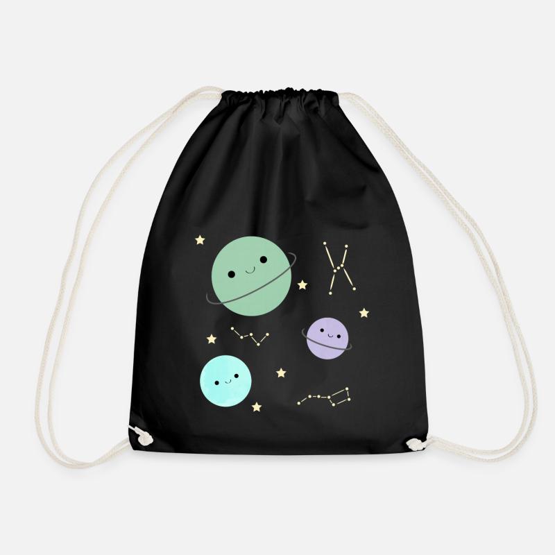 kawaii Planeten - Turnbeutel - Schwarz