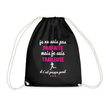 je ne suis pas parfaite mais je suis traileuse - Sac de sport léger - noir - Devant