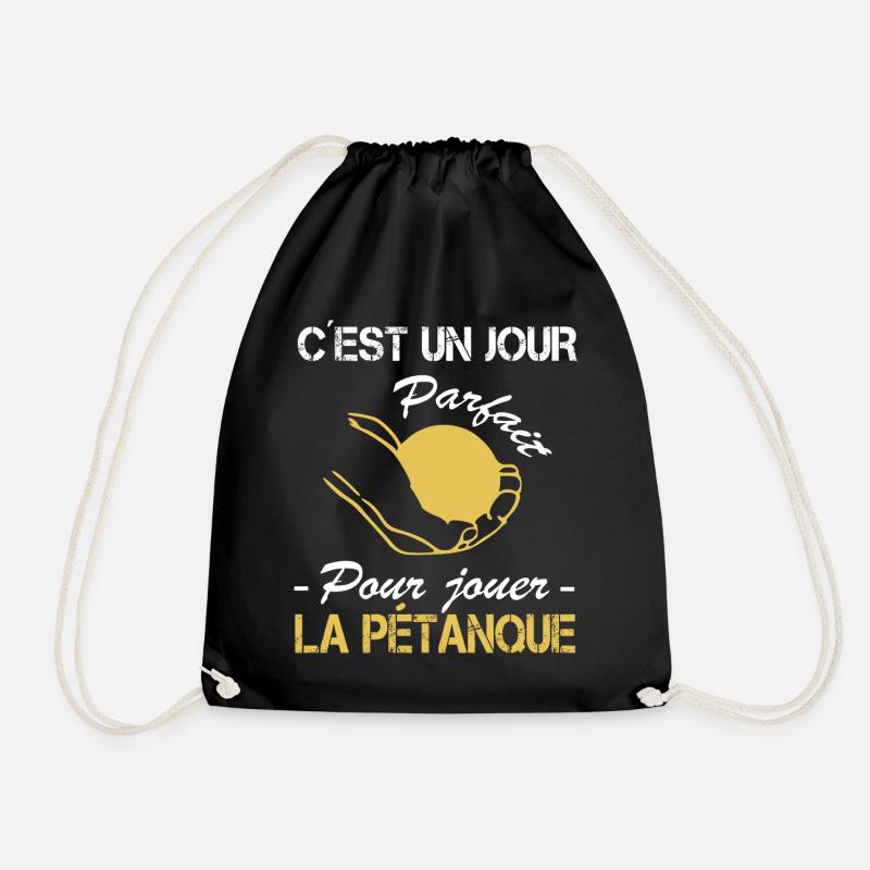 Petanque Shirt • A perfect day • Petanque Gift - Drawstring Bag - black