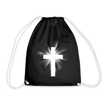 Jesus Strahlen Kreuz Design für christliche - Turnbeutel - Schwarz - Vorne