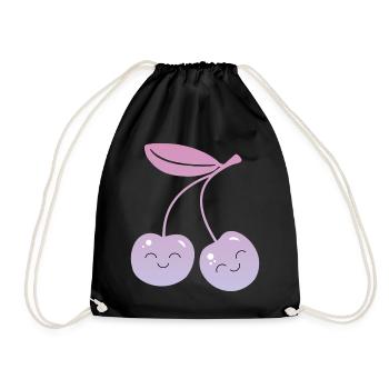 Cerises Kawaii - Sac de sport léger - noir - Devant