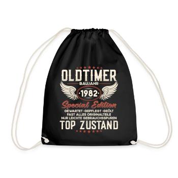 Oldtimer Baujahr 1982 Geburtstag Geschenk - Turnbeutel - Schwarz - Vorne