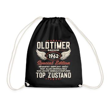 Oldtimer Baujahr 1962 Geburtstag Geschenk - Turnbeutel - Schwarz - Vorne