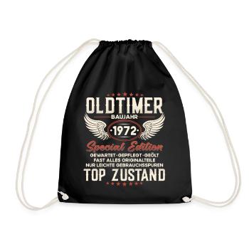 Oldtimer Baujahr 1972 Geburtstag Geschenk - Turnbeutel - Schwarz - Vorne